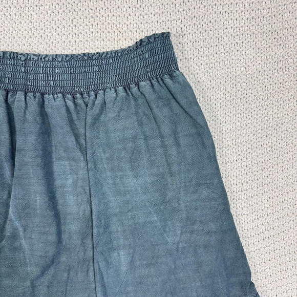 Pilco Anthropologie Amora Skirt XS Petite Ruffled High Low Distressed Green Gray - Picture 7 of 13